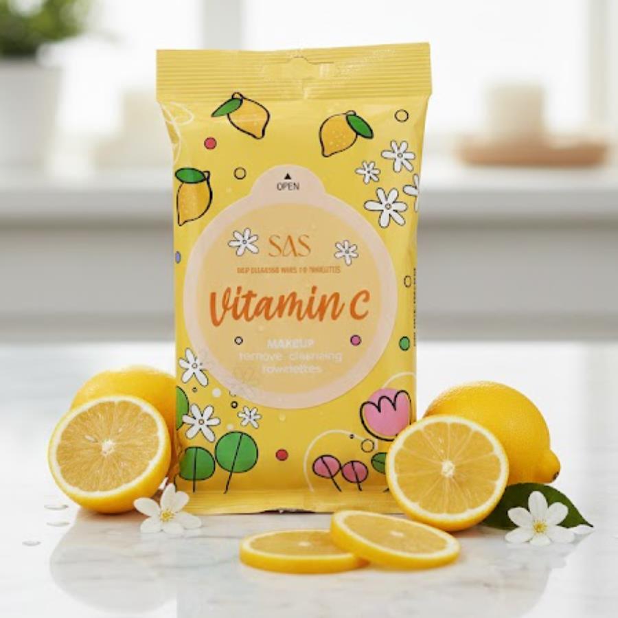 SAS Vitamin C Makeup Remover Wipes – Toallitas Desmaquillantes Iluminadoras (10 pzas)